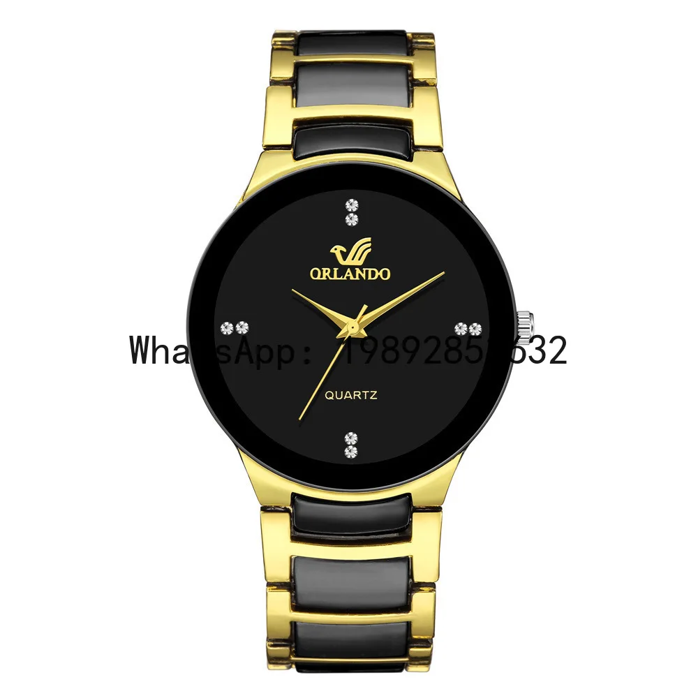 

hot sale black dial steel quartz men business watch