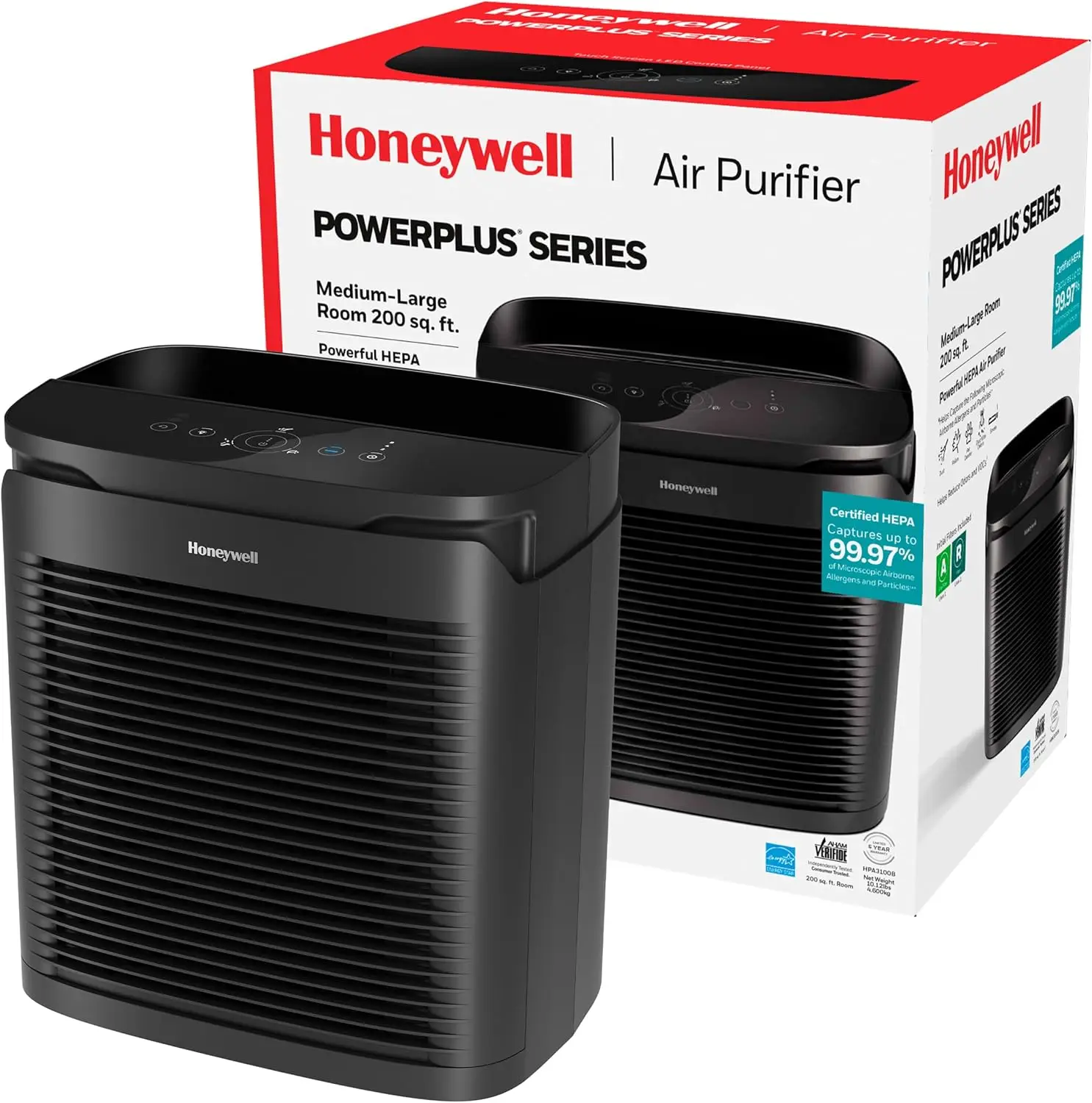 PowerPlus HEPA Air Purifier for Home, Medium-Large Rooms, Reduces Allergens, Smoke, Wildfire Smoke, Pollen, Pet Dander