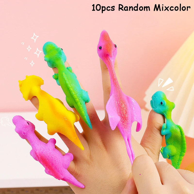 10Pcs Creative Finger Catapult Dinosaur Catapult Adhesive Wall Toy For adults And Children Exhaust Decompression CatapultToy