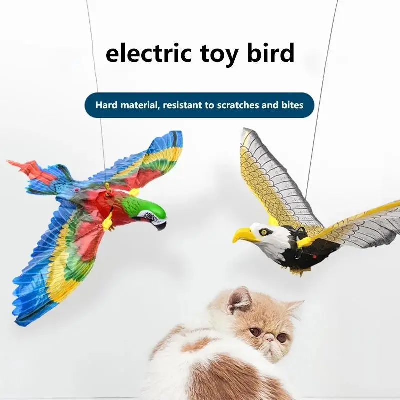 Simulação Bird Interactive Cat Brinquedos, Pendurado Elétrico Águia, Teasering Play Stick, Corda de arranhar, Brinquedos Pet Gatinho, Pássaro voador