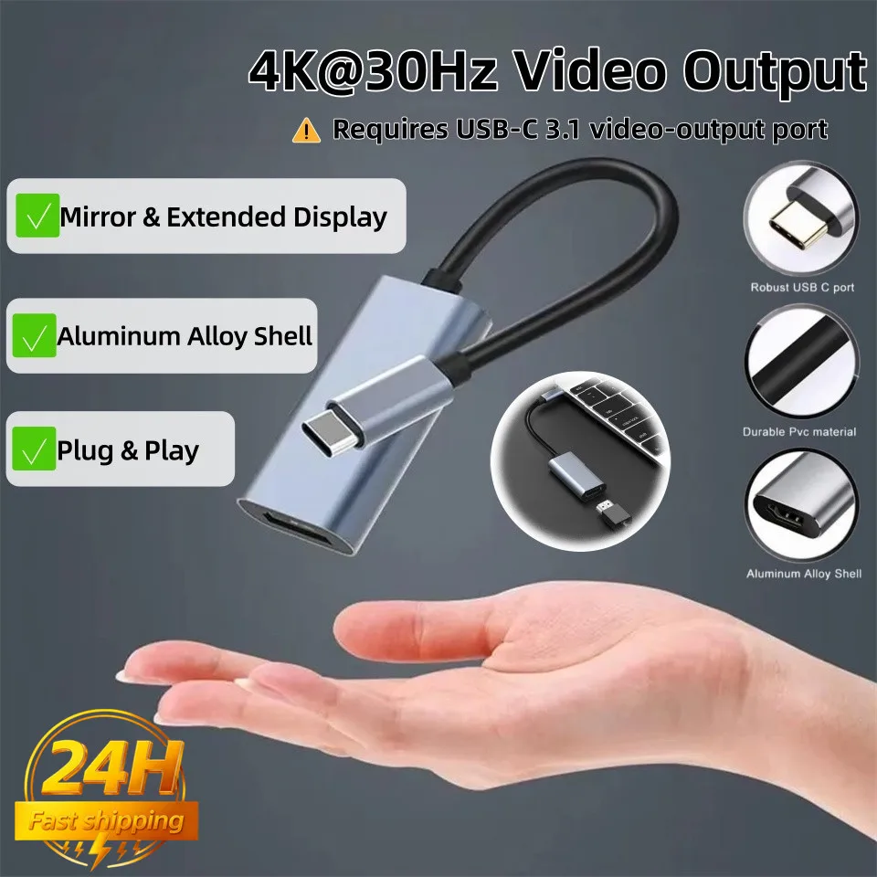 4K 30Hz USB C to HDTV Cable Adapter 2K USB Type C Male to HDTV Female Converter Cable For Phone MacBook iPad Laptop Accessories