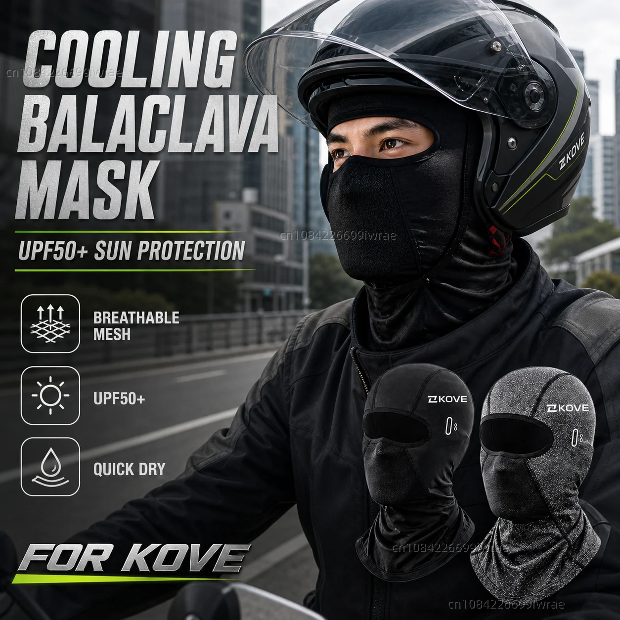 Cooling Motorcycle Balaclava Mask UPF50+ UV Protection Breathable Face Cover Summer For KOVE 800X Pro/Rally 525X 500X 400X 800