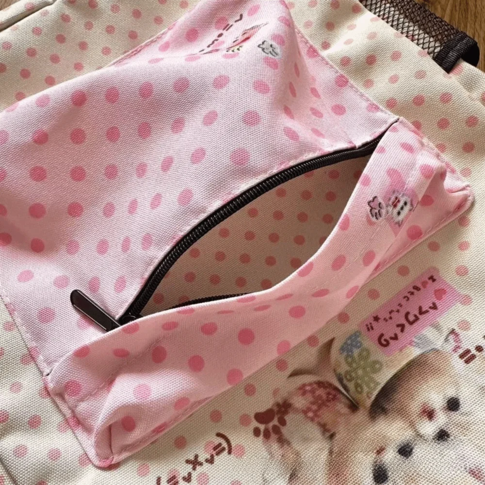 حقائب ظهر منقطة على شكل قطة بألوان متباينة حلوة حقائب ظهر كلاسيكية Y2k ذات سعة عالية حقائب مدرسية للطلاب