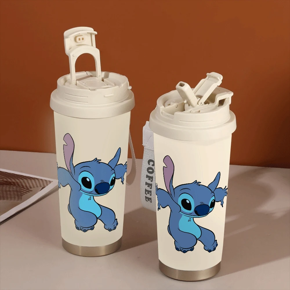 

Lilo & Stitch Pattern Water Cup Portable Girls Straw Cup Stitch Series Anime Sports Outdoor High Temperature Resistant