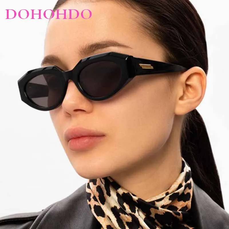 

DOHOHDO New Fashion Punk Oval Sunglasses Women Vintage Cat Eye Sunglasses Men Steampunk Leopard Orange Glasses UV400 Eyewear