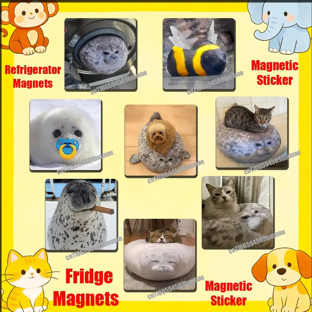 

For Funny Cute Seal Bee Cat Dog Fridge Freezer Refrigerator Magnets Kitchen Metal Cabinet Magnetic Sticker Card