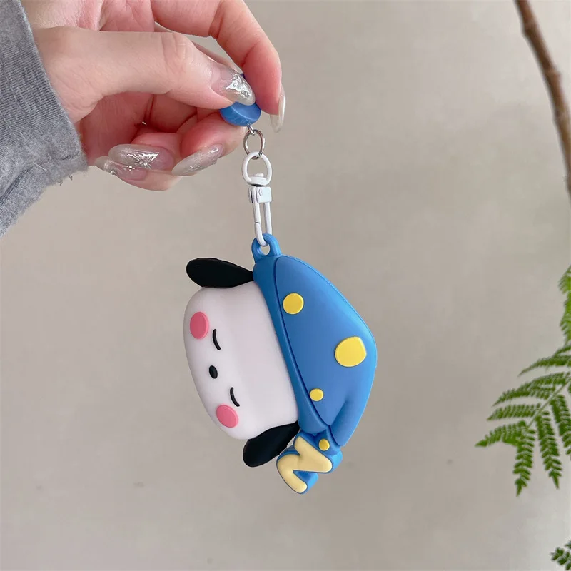 Simpatico cappello da notte custodia per Pochacco per Airpods Pro 2, custodia protettiva morbida per auricolari per Airpods 3/Airpods 1 2 con portachiavi uomo bambino