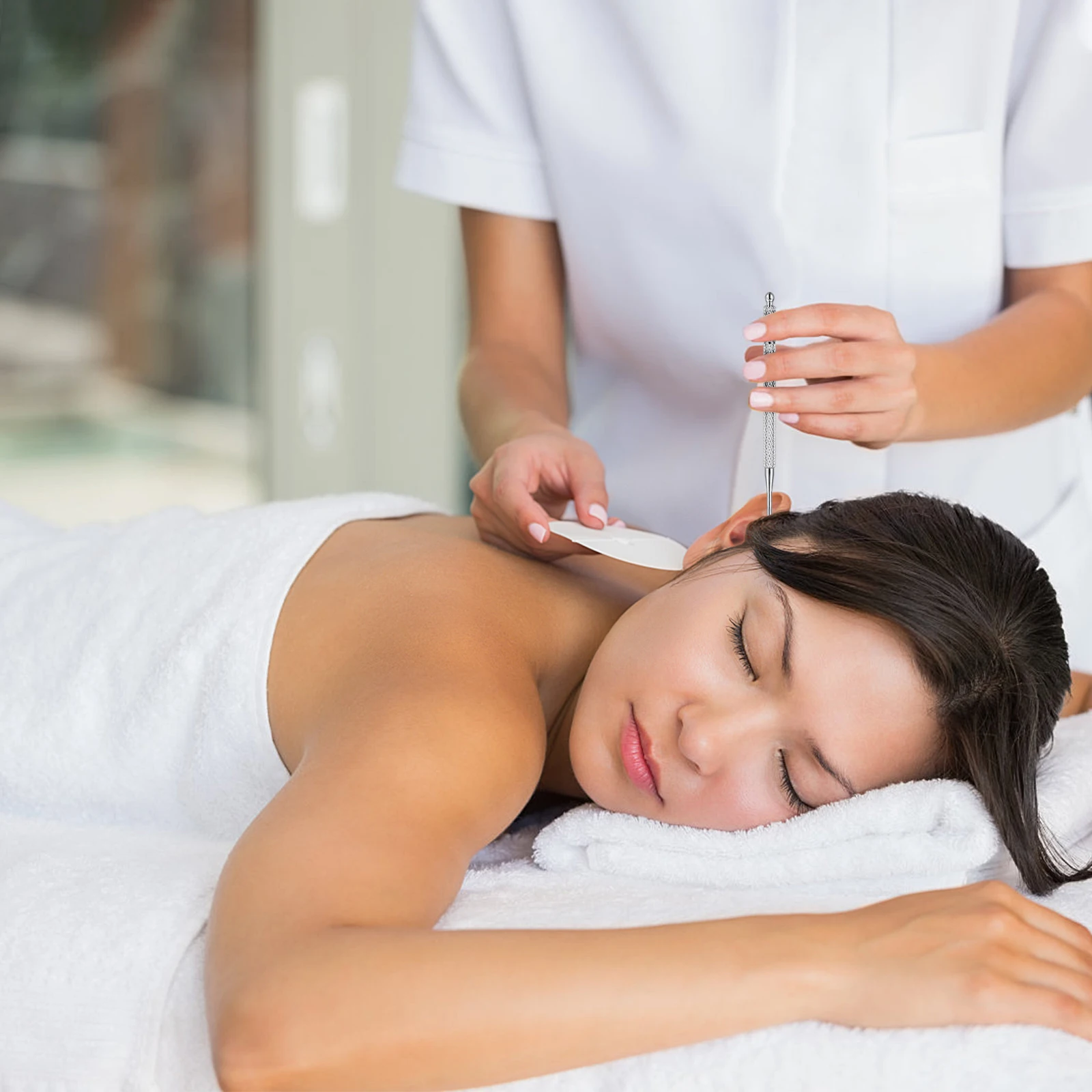 

Stainless Steel Ear Body Point Probe Massage Tool Durable Knurled Handle Anti-Slip Meridian Therapy Ear Stimulator Pen