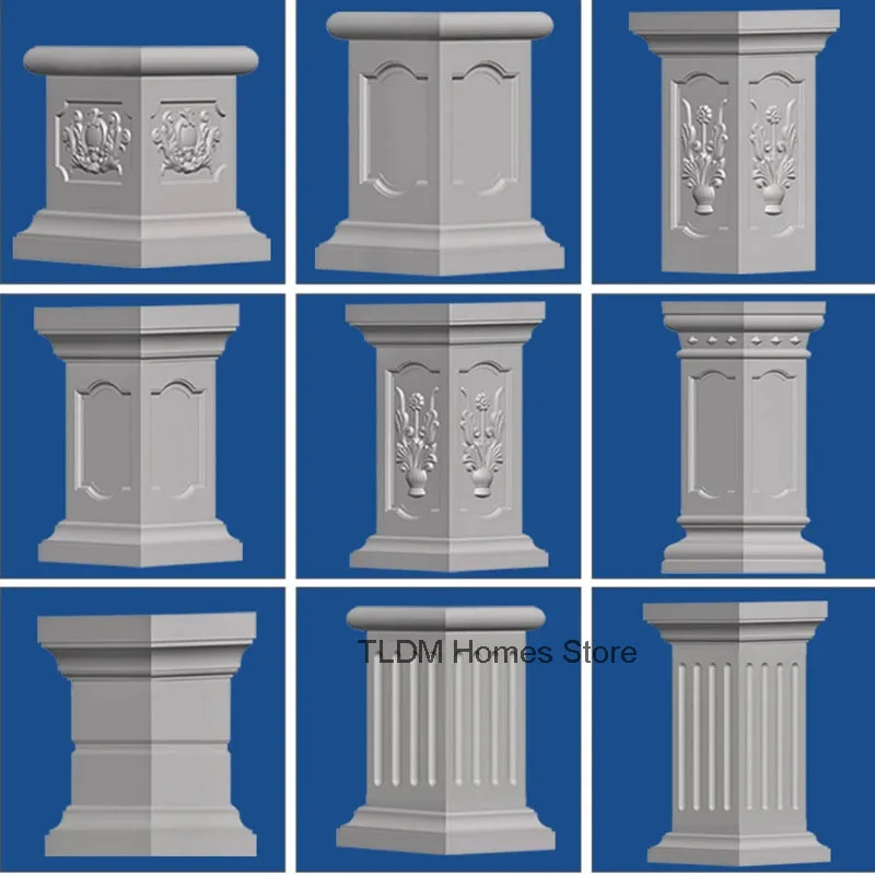 

European ABS Roman Column Mold Household Balcony Garden Buildings Square Column Model Flower Pot Base Square Railing Cement Pier