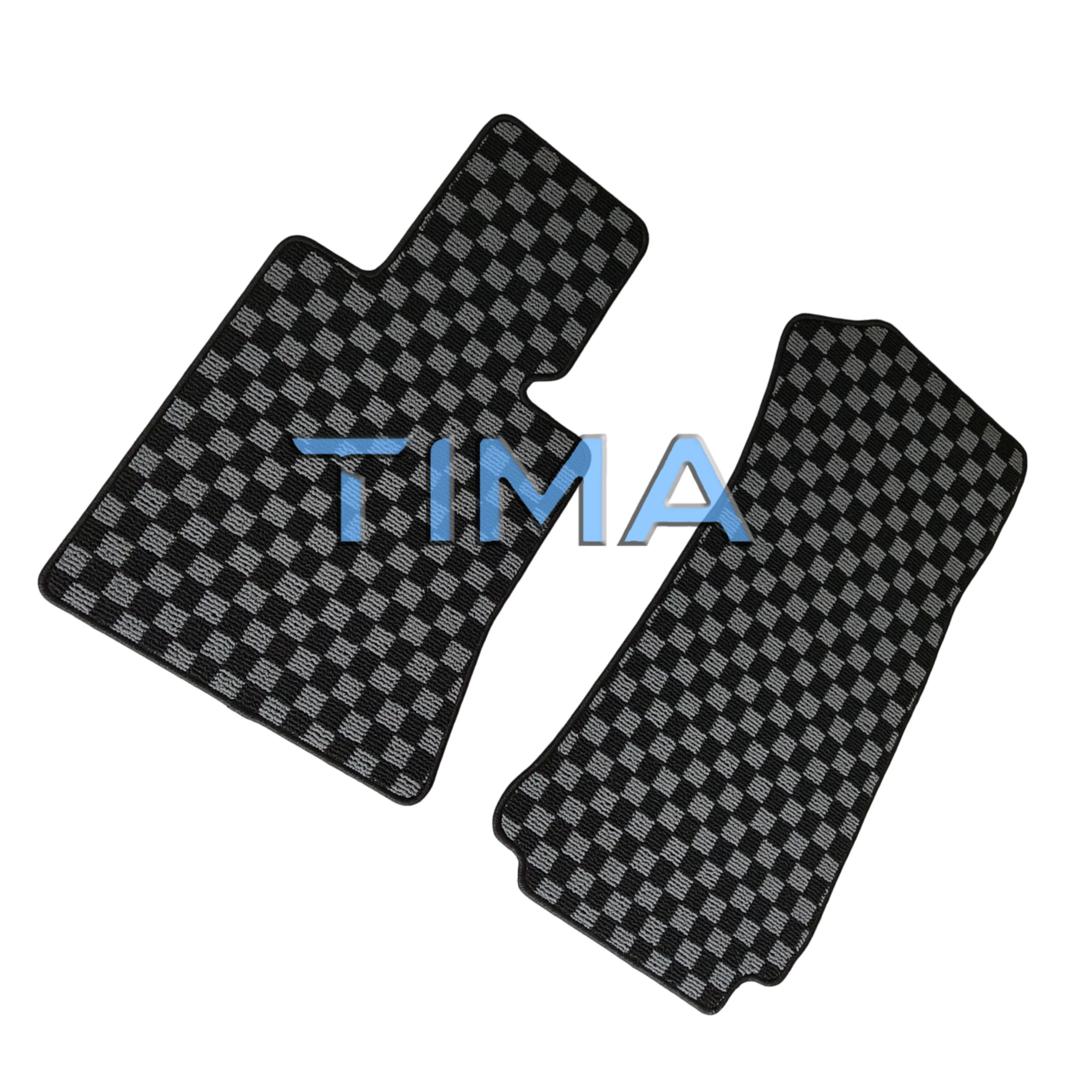 Waterproof and Wear-Resistant 2PCS Checkered Car Mats Set Car Carpet Sets For BMW Z3 LHD