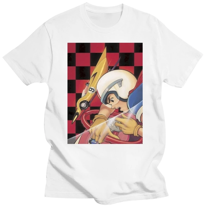 Speed Racer Checkered Red Official Men T-Shirt (White) Men High Quality Tees Top Tee Print Short Sleeve T Shirt Plus Size