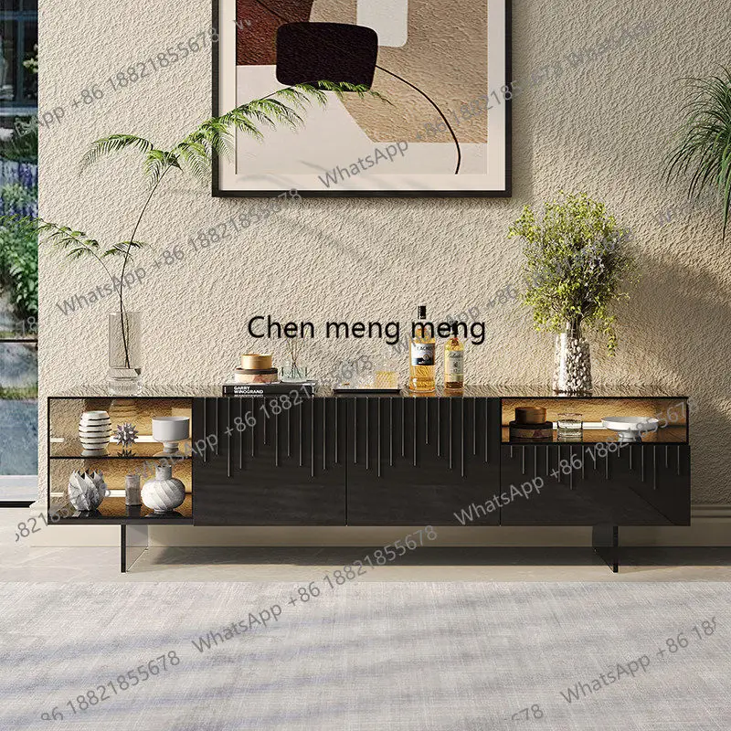 

Italian light luxury TV cabinet living room suspended glass locker modern simple acrylic storage floor cabinet
