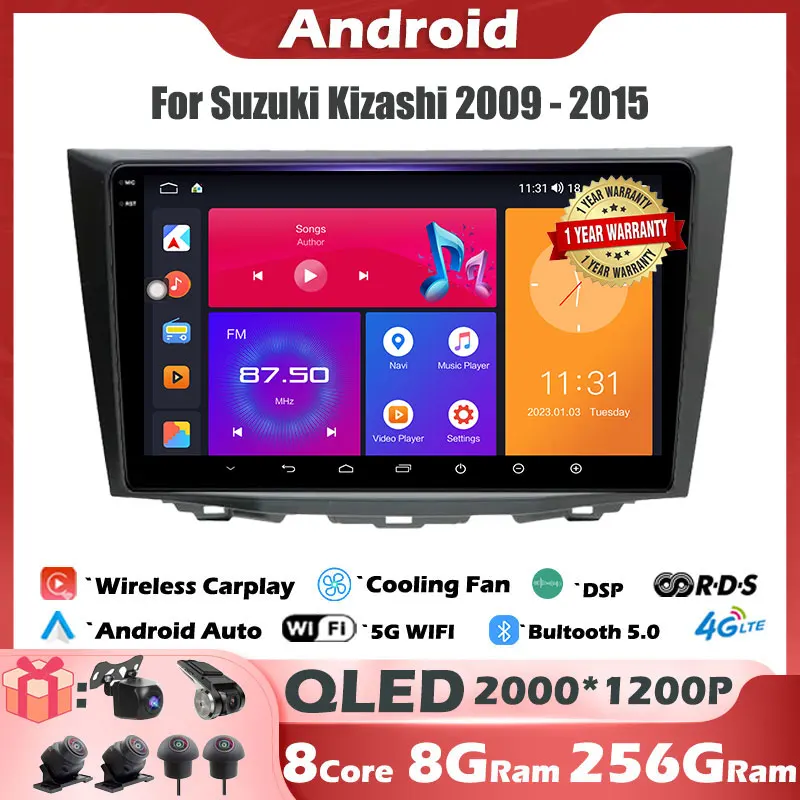 

9'' IPS/QLED For Suzuki Kizashi 2009 - 2015 Car Radio Android 14 GPS Navigation Stereo Multimedia Player CarPlay Head Unit