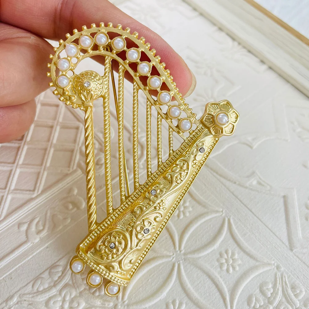 Harp Brooch Tassel Lapel Collar Men Flag Chain Instruments Quilting Brooches Miss