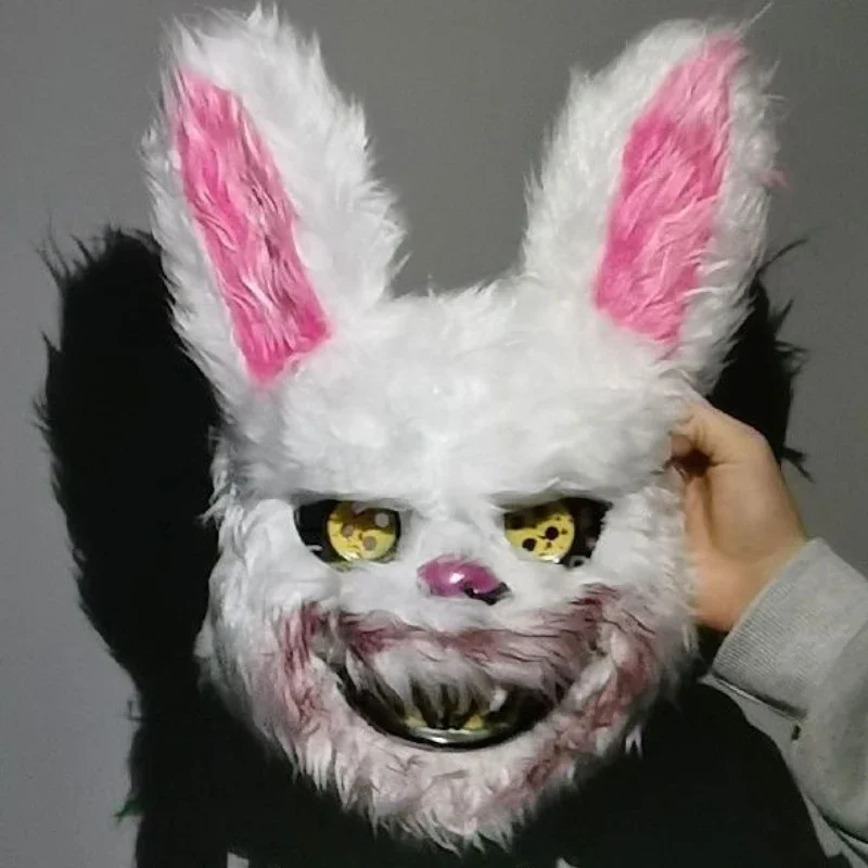 

Кровавая плюшевая маска кролика на Хэллоуин, карнавал, вечеринка, реалистичный головной убор с кровавым медведем, дом призраков, реквизит для выступлений, маски ужасов кролика