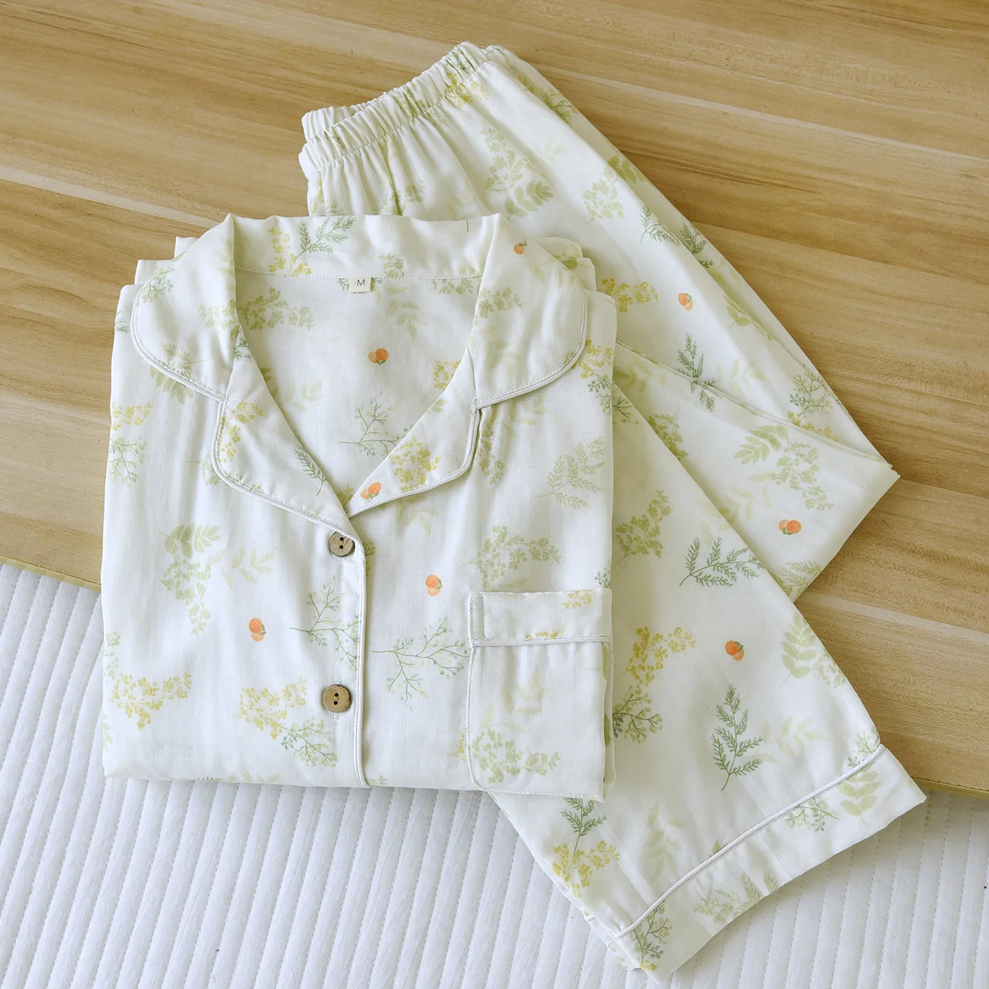 

Women Long Sleeve Shirt Pants Pajamas 2 Piece Set Outfit Cotton Print Floral Pyjamas Homewear Set Loose Sleepwear