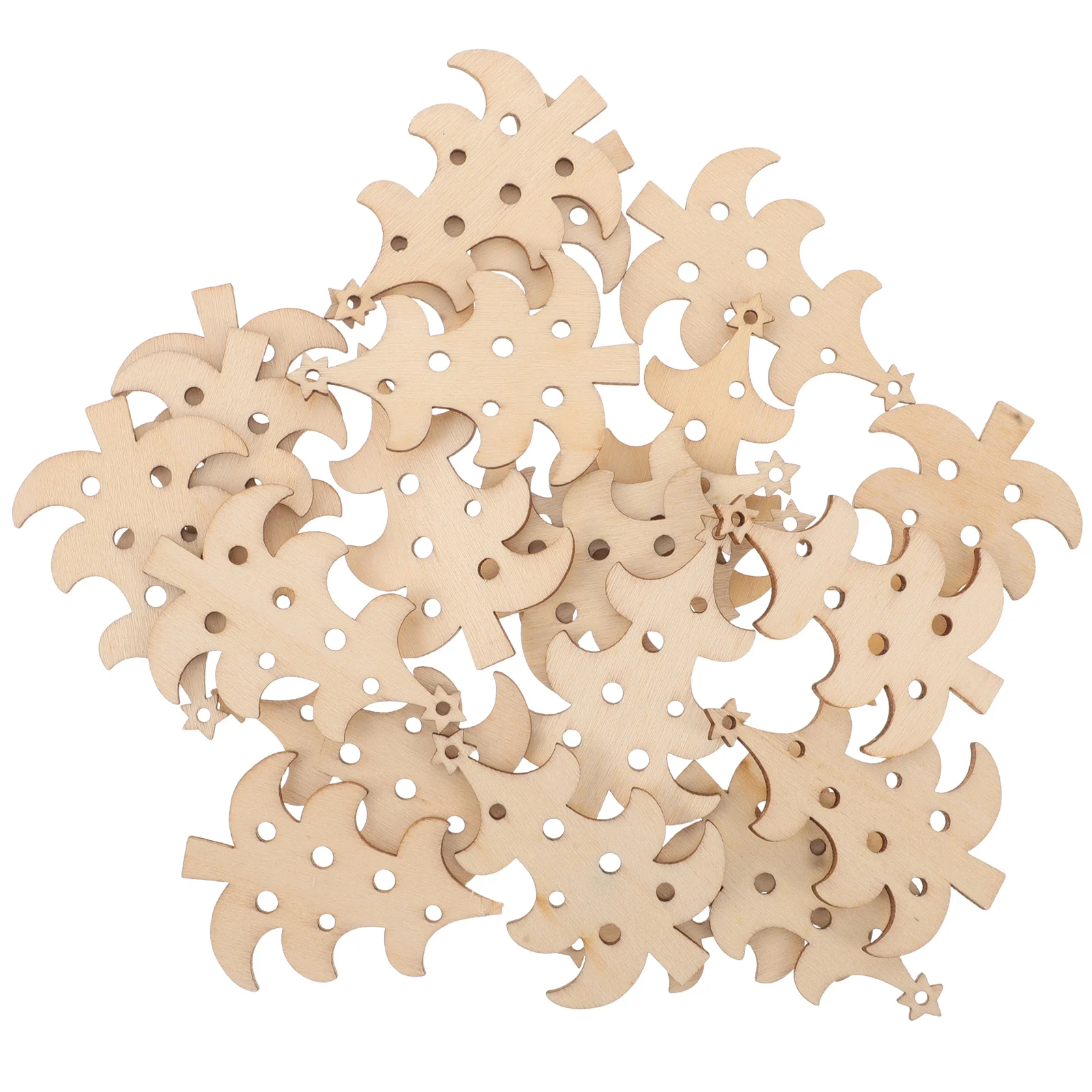 

40 Pcs Christmas Tree Pendant Blank Wood Cutouts Craft Ornaments Paint Decor Wooden DIY Decorate Hanging
