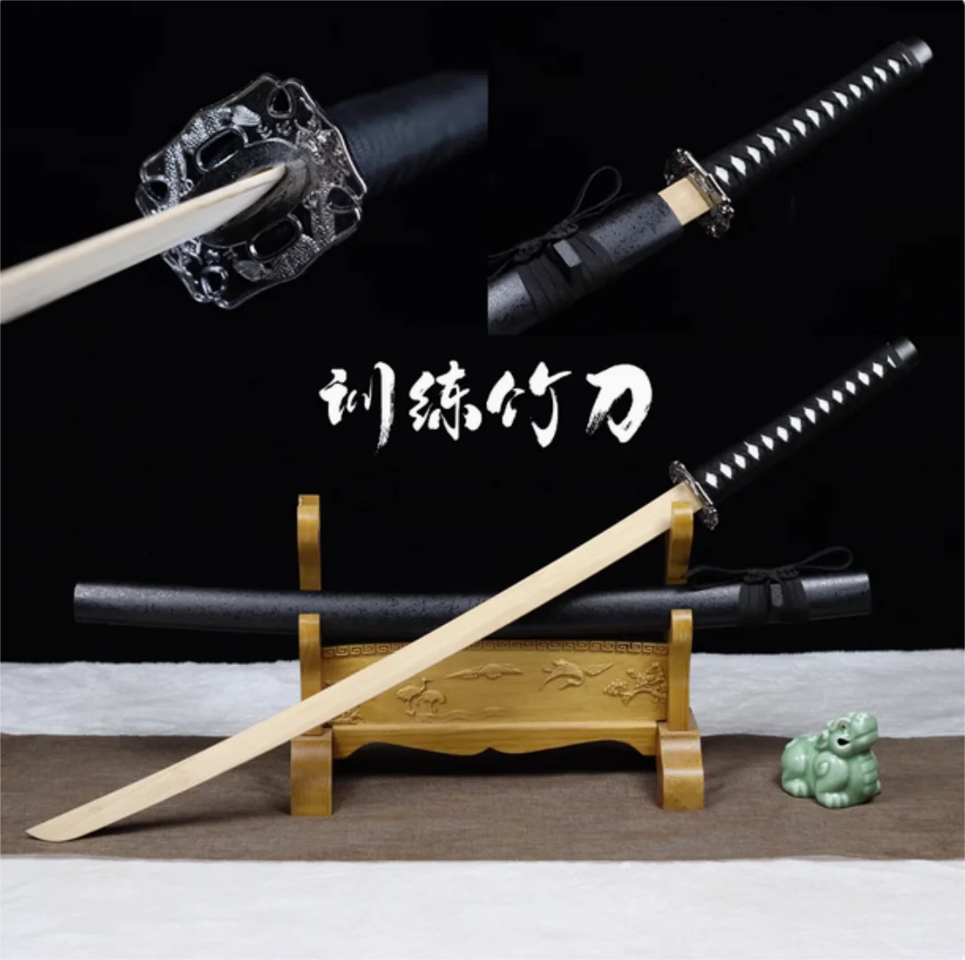 

High Quality Japanese Samurai Katana Juhe Sword Log Bamboo Blade Fit Exercise Training Cosplay Weapon Props Unsharp