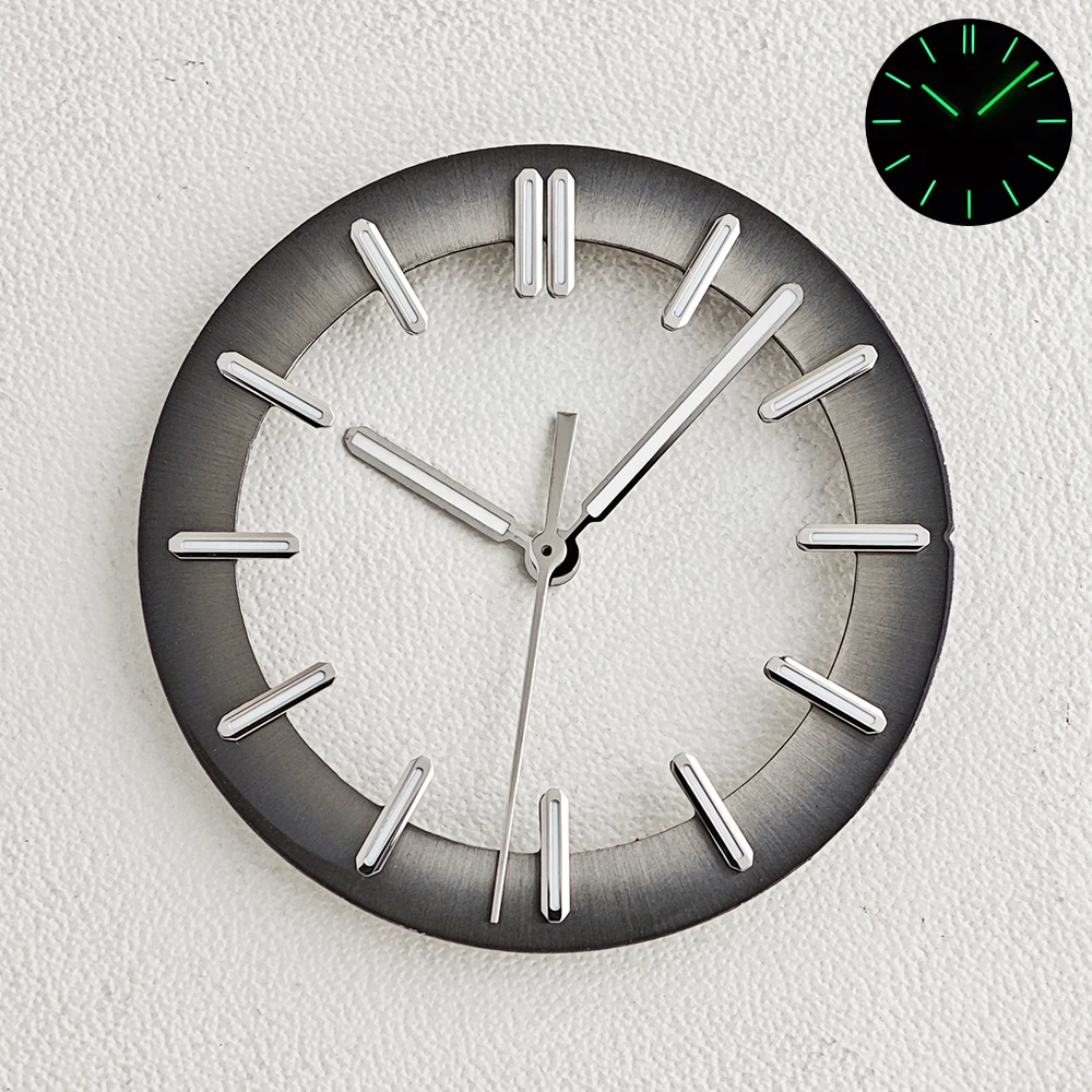 31.8mm Hollow Dial NH70 Dial For NH70 NH72 NH71 Movement No Logo Round  Skeleton Green Luminous Dial And Pointer Watch Parts view 5