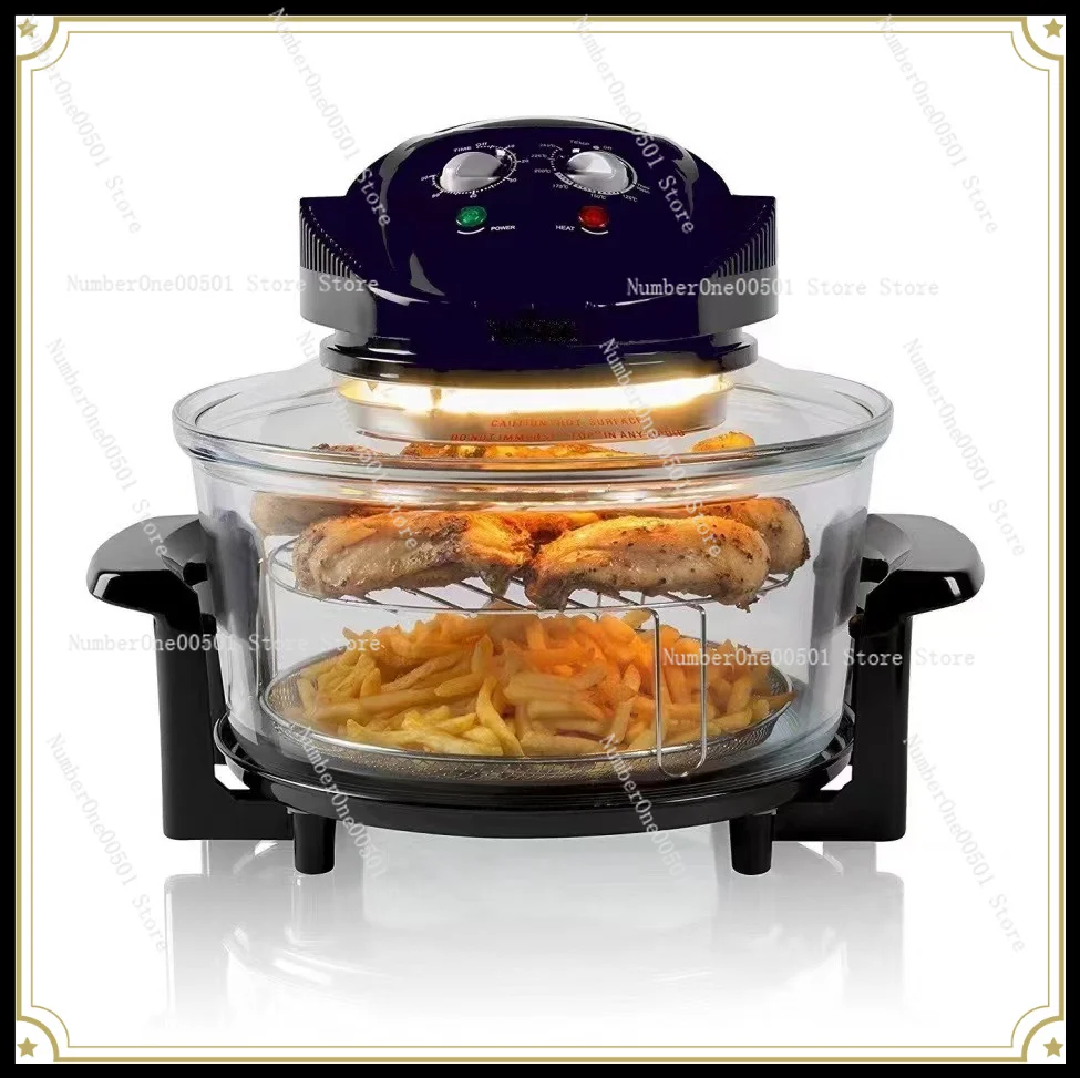 Mechanical Fryer Large Capacity Glass Visual Light Wave Furnace Air Fryer French Fries Machine Wholesale Visual Large Capacity
