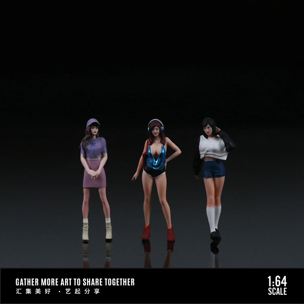 Diorama 1/64 Miniatur Figur Schönheit Mädchen Puppe Set Modell Harz Miniatur Figuren DIY Minifiguren Modell Kits Garage Szene