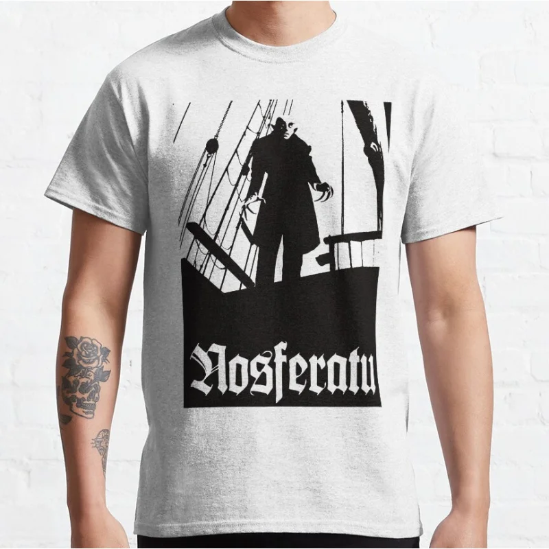 

Vintage Scary Movie Nosferatu Vampire cult graphic t shirts Horror Shadow The Mystery Hunter scary halloween tops All size S-6XL