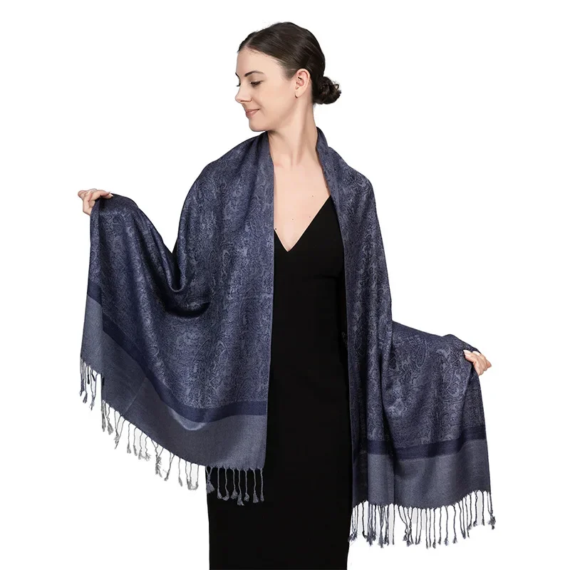 

Tassel Blanket Design Thick Pashmina New Winter Warm Shawl Wrap Cashmere Scarf Women Neckerchief Poncho Stoles 2024