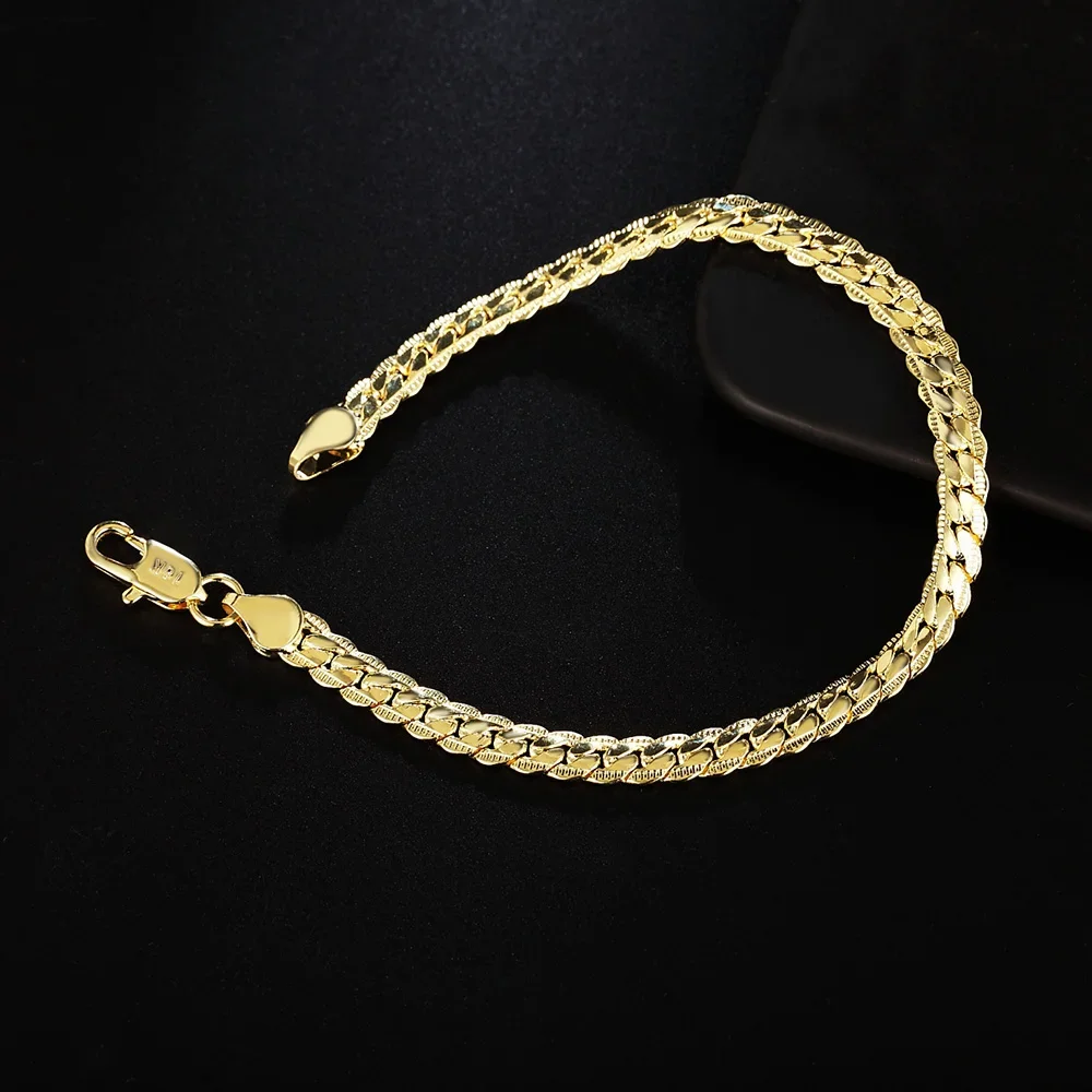 fashion 18k Gold 925 Sterling Silver 5MM Men Jewelry charm women lady chain Bracelets wedding party gifts