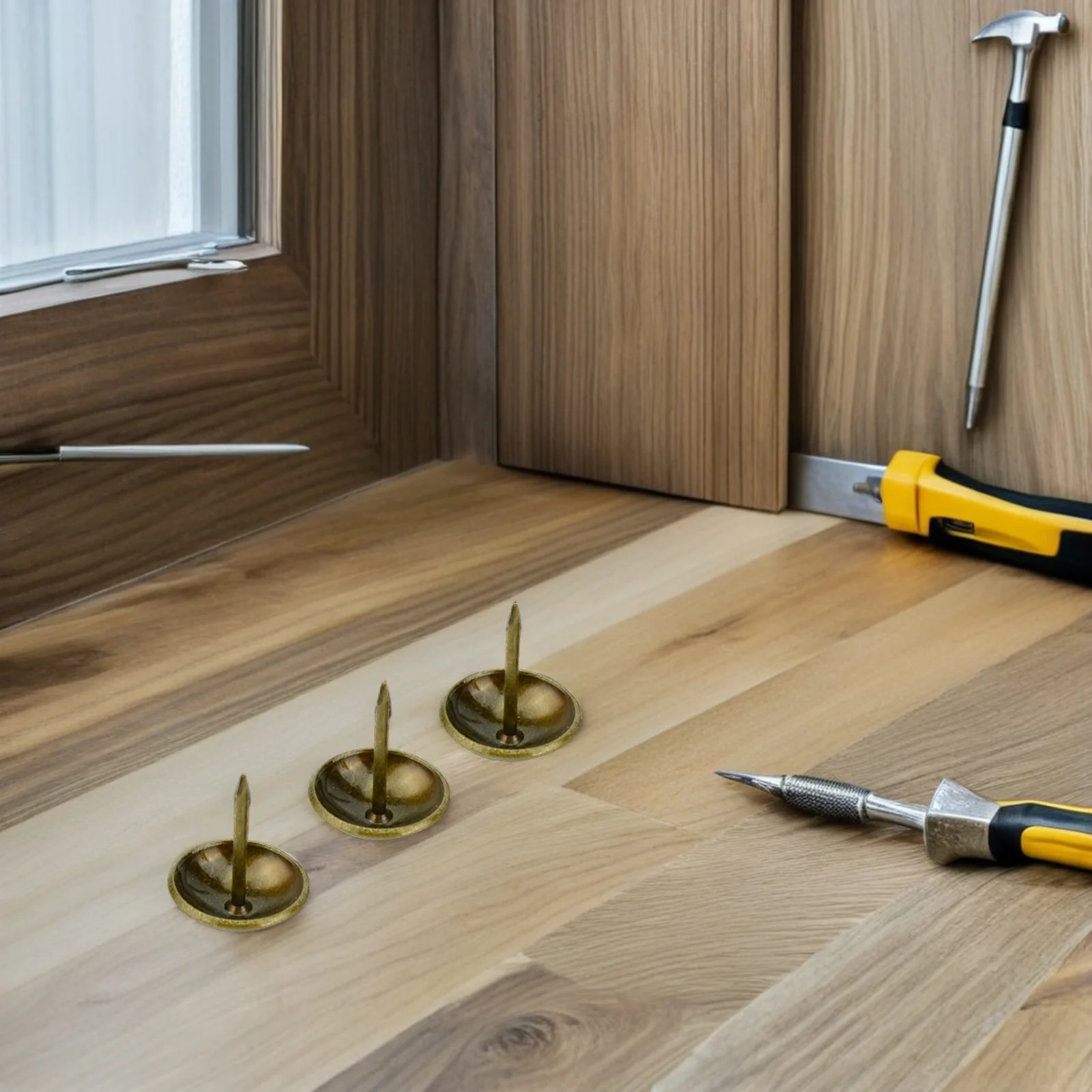 

100Pcs Round Brass Nails 10x15mm Iron Door Tacks for Sofa Chair Bed Decoration Round Tack Brass Nail Nail