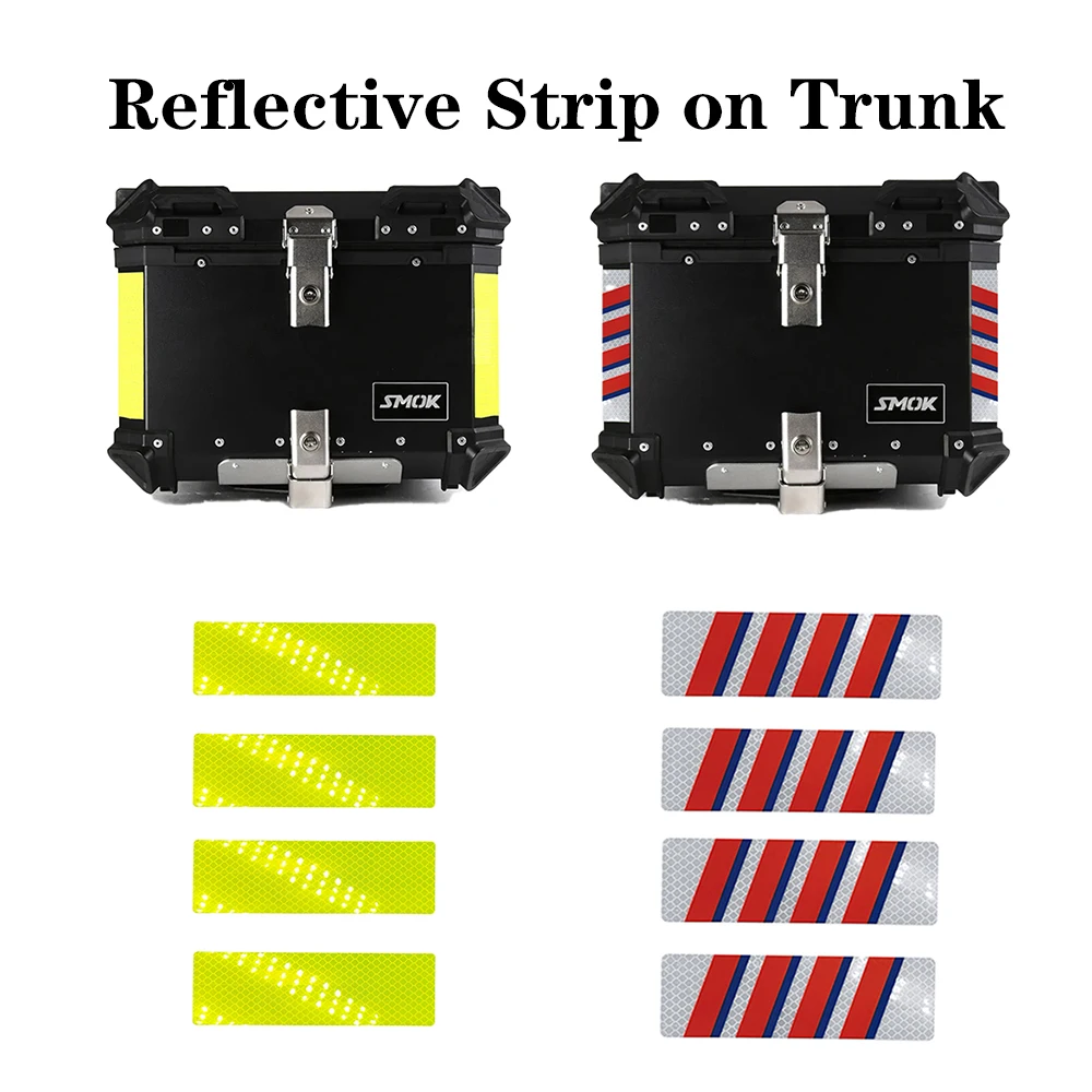 

Side Top Luggage Box Case Motorcycle Reflective Sticker Strips Rear Trunk Anti-collision Decorative Night Safety Warning Strip