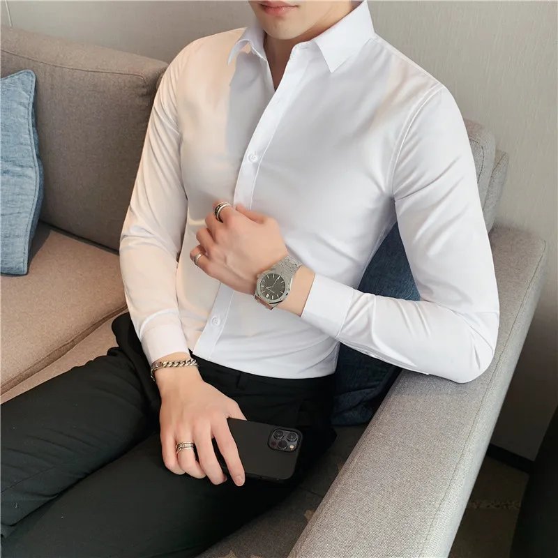 10 Color Summer New Mens Short-sleeved Shirt Cotton Casual Business Shirt Mens Slim Solid Color Formal Shirt Men Clothing 7XL