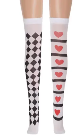 NEWApparel Damen-Strumpfhose im Gothic-Stil, Clown-Strümpfe, Party, Cosplay, kariert, gestreift, elastische Leggings, Strumpfhosen für Weihnachten, Halloween – Detail 2