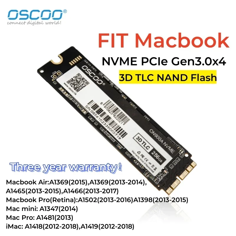 Imagem -02 - Oscoo-disco Rígido para Macbook Air Ssd 512gb 1tb Nvme Pcie 3.0 A1465 A1466 A1398 A1502 2013 2023 2023