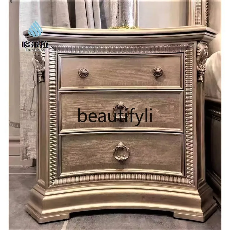 

American Style Solid Wood Nightstand Luxury Drawer Storage Cabinet Small Apartment Bedside Table Modern Simple Side Table