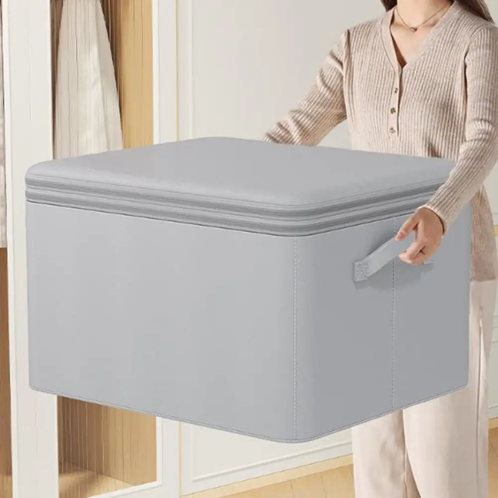 

Oxford Cloth Compressible Duvet Storage Bag Large Capacity Dustproof Quilt Storage Basket with Zipper Foldable