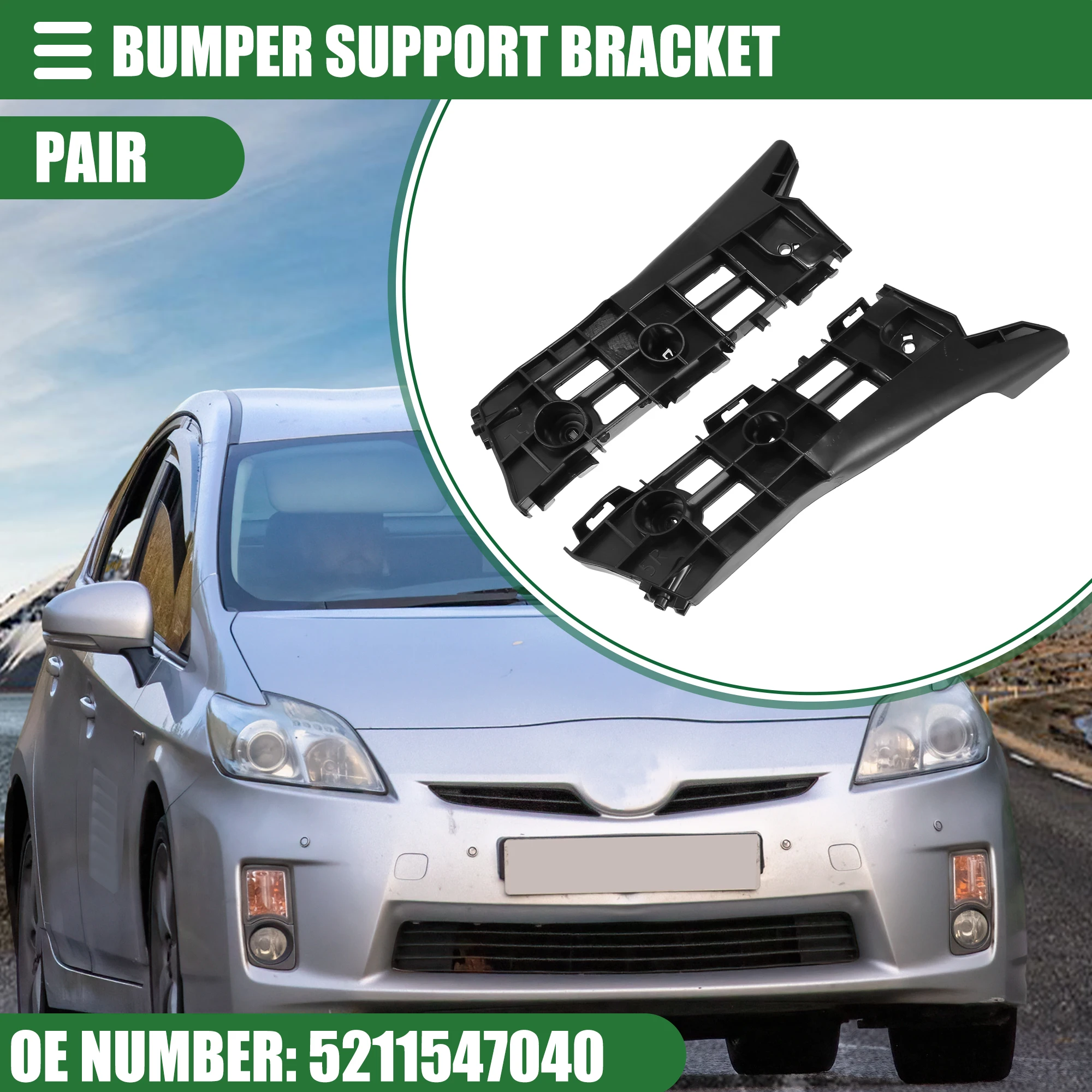 UXCELL Front Left Right Bumper Bracket Driver Passenger Side Bumper Support for Toyota Prius 2010-2015 5211647041/5211547040