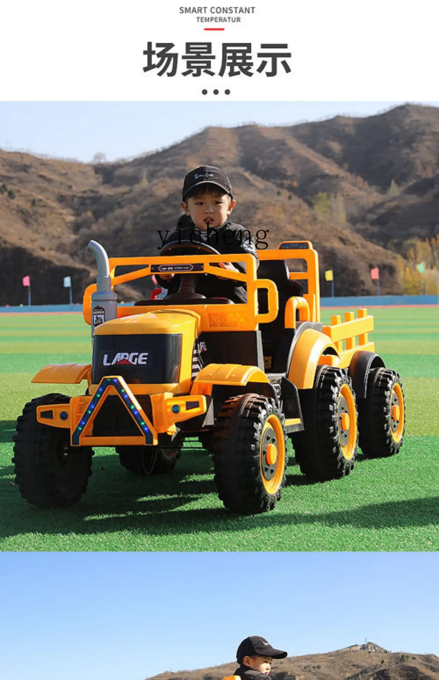 Tqh kendaraan traktor listrik portabel anak-anak, mainan mesin ekskavator kendali jarak jauh off-Road dengan ember