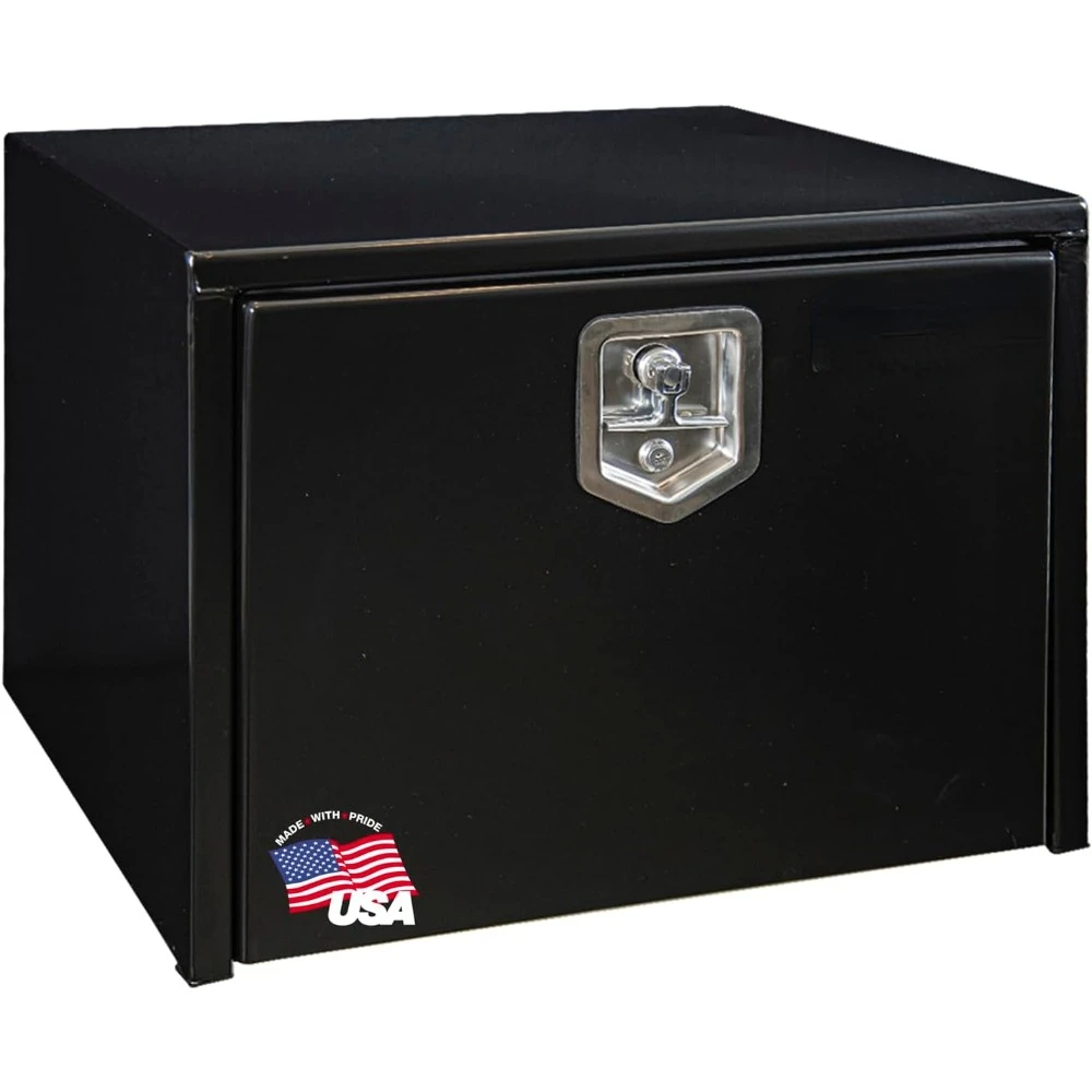 1702300 Black Steel Underbody Truck Box w/ T-Handle Latch, 18x18x24 Inch, Contractor Toolbox For Organization And Storage