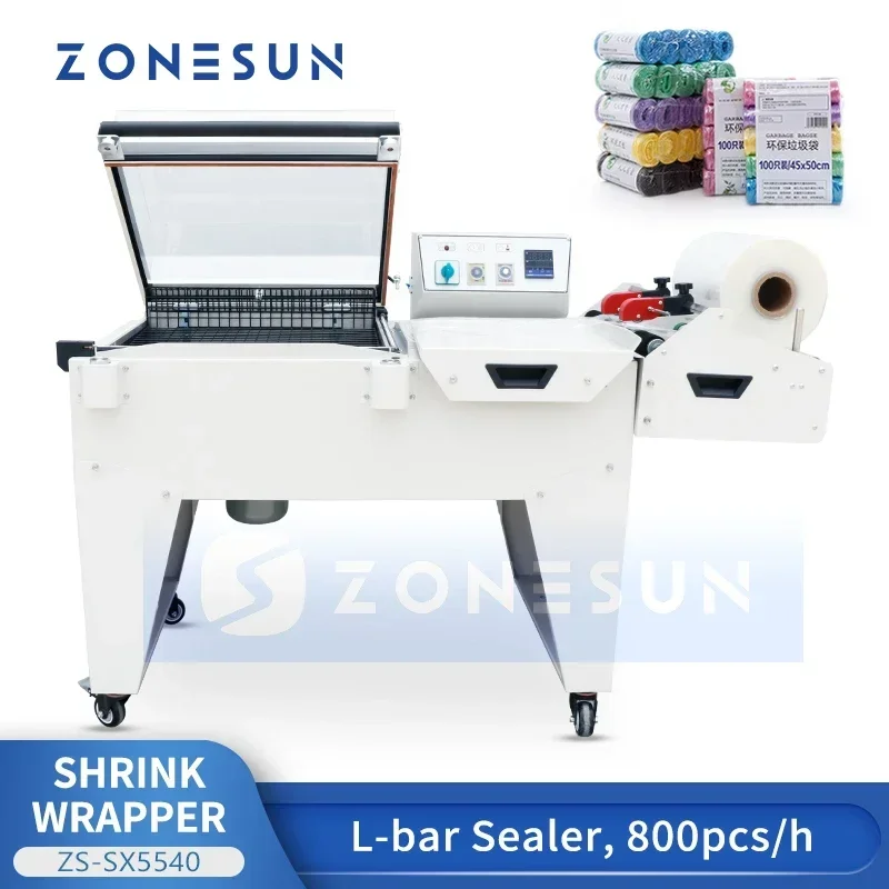 เครื่องซีลแบบ L-Bar ยี่ห้อ ZONESUN รุ่น ZS-SX5540 พร้อมเครื่องหดฟิล์มแบบกึ่งอัตโนมัติ