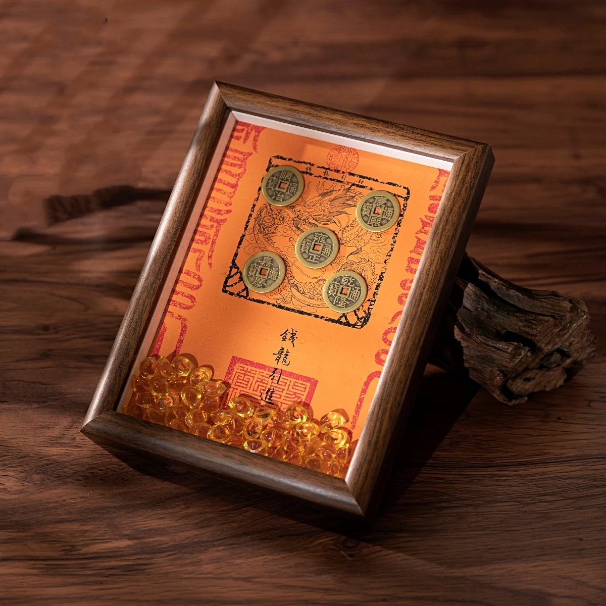

Five Emperors Decorate Coins Crystals Wealth Home Decor Desktop Photo Frame Table Gift Desktop Decoration