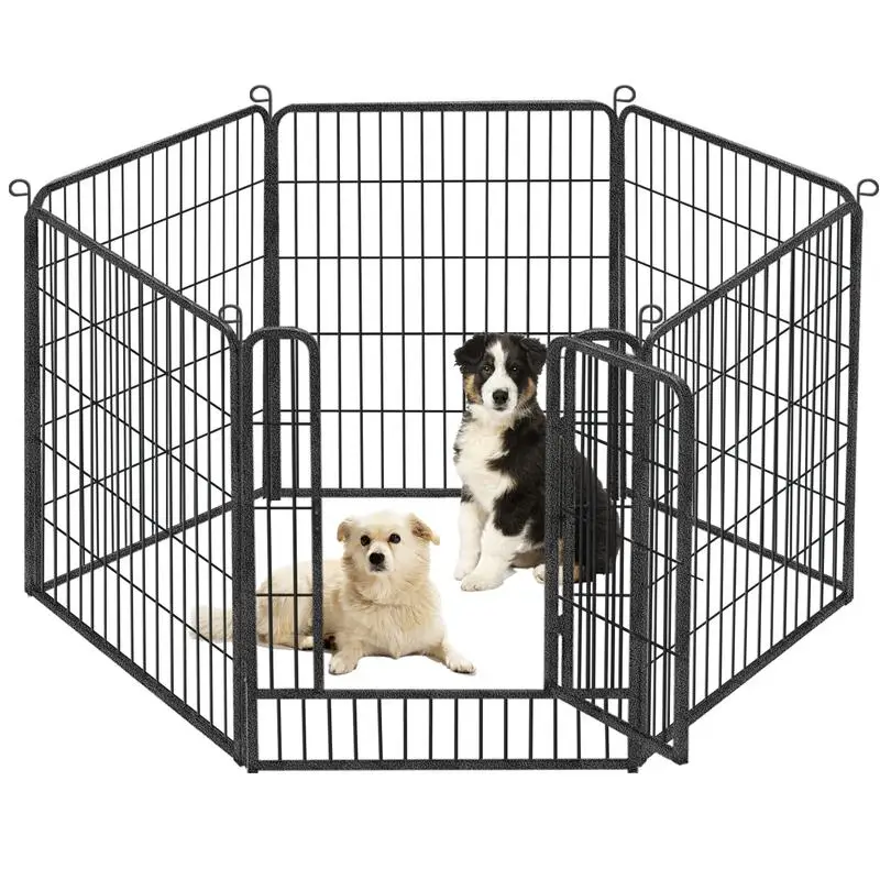 Dog Playpen Pet Dog Fence Outdoor Metal Dog Fence 32 inch Height Dog Pen 6 Panels Exercise Pet Puppy Playpen for RV Camping Yard