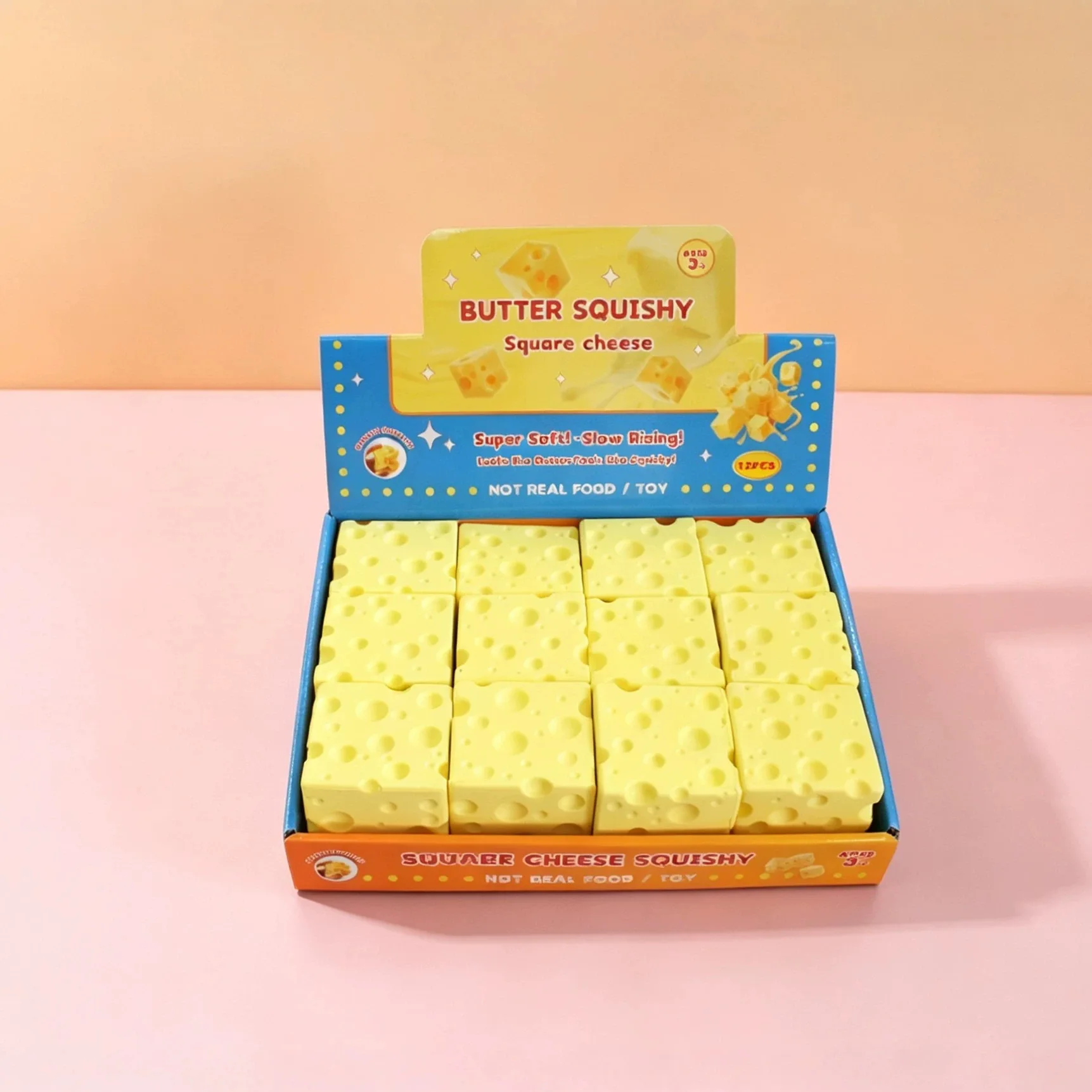 Jouet Squishy Géant en Forme de Bloc de Fromage, Super Doux et à Remontée Lente, Anti-Stress pour Adultes - Vente Flash