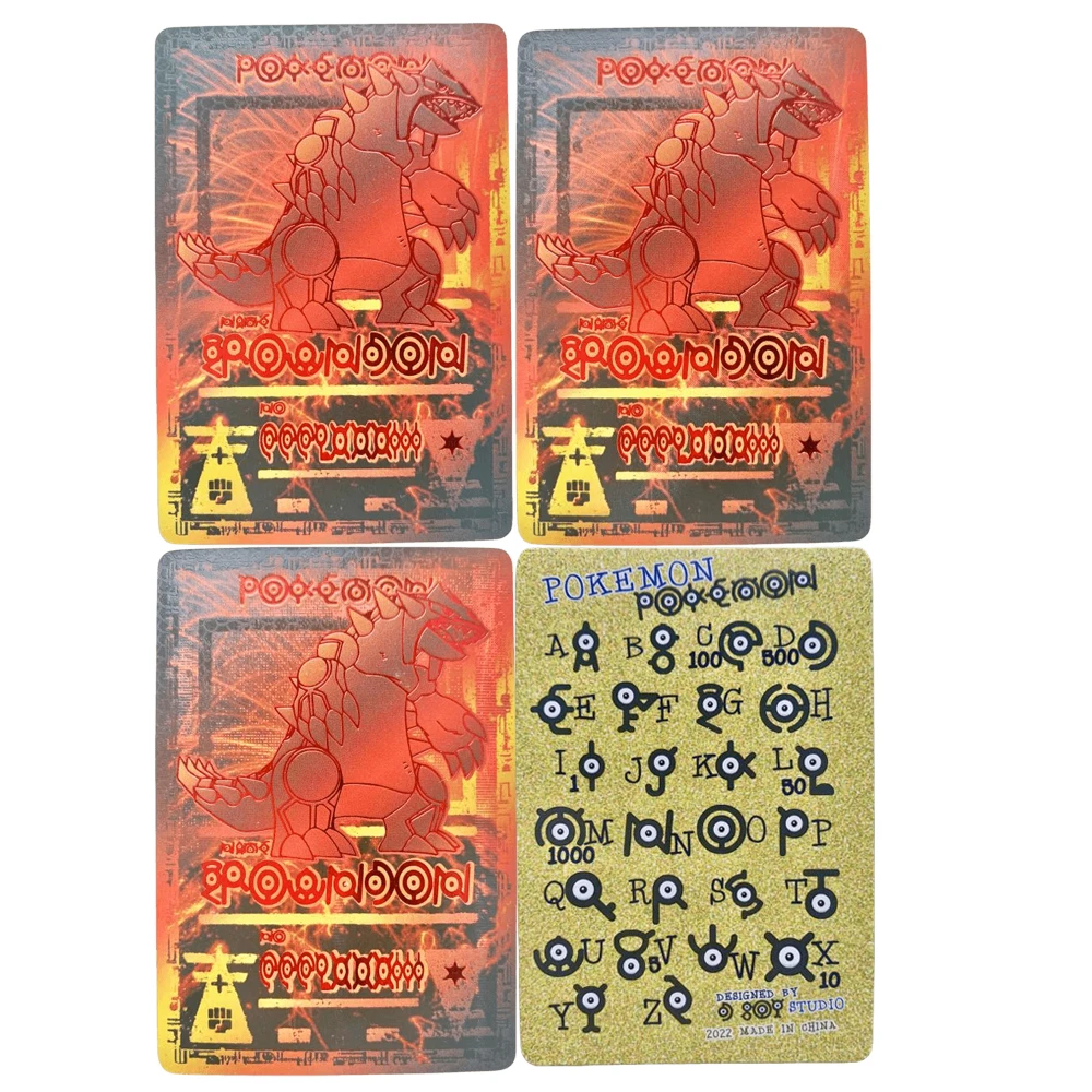 Pokemon PTCG Self Made Ancient Totem Series Rainbow Flash Gauze Flash Twill Flash Groudon Anime Collection Cards Toys DIY Gifts