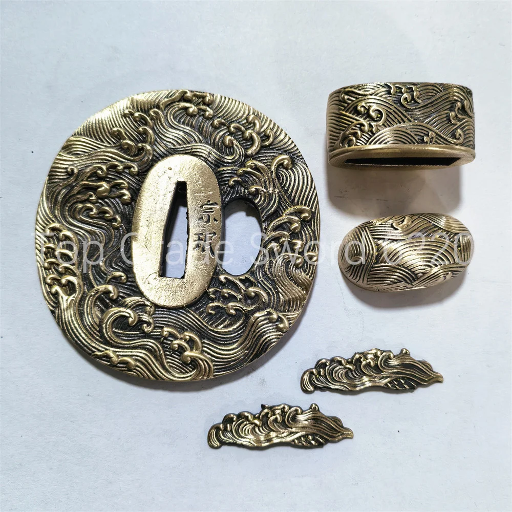 

Хорошее качество, медная латунь, поручня Tsuba Guard Kashira Fuchi Menuki для японского настоящего японского самурая, катаны, меча, фитинги, новинка