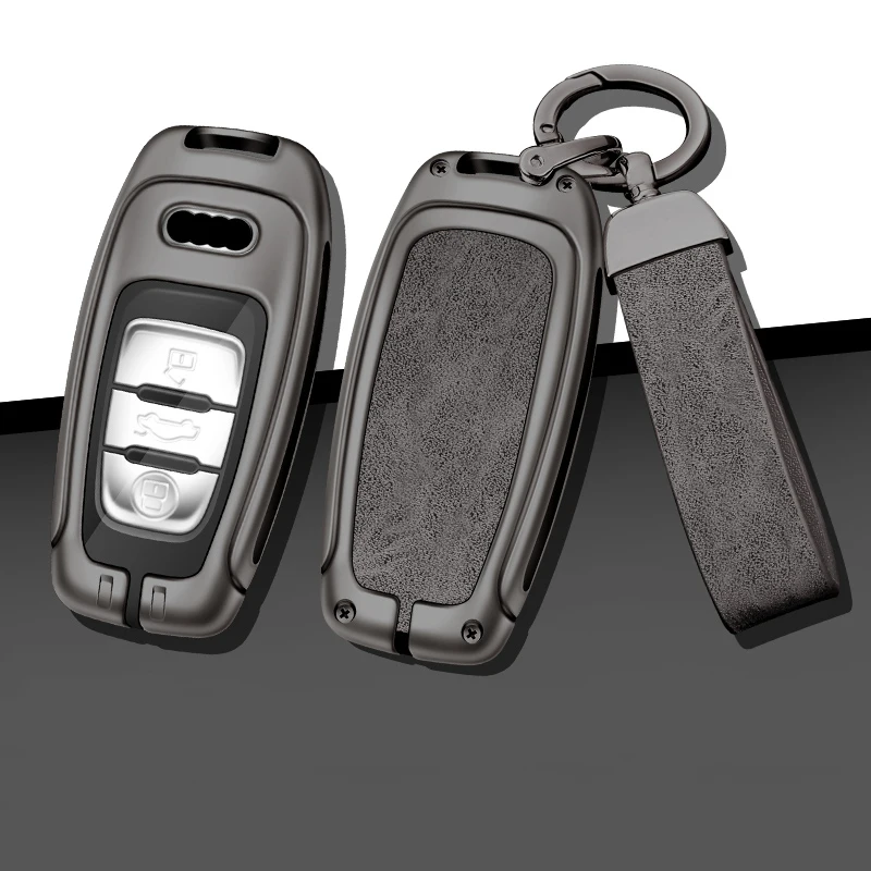 Leather Car Metal Key Case Cover Shell Fob For Audi A1 A3 A4 A5 A6 A7 A8 Quattro Q3 Q5 Q7 S4 S5 S6 S7 S8 R8 TT Accessories
