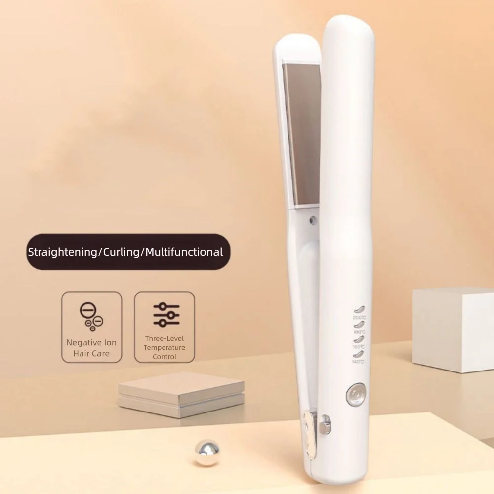 

2 in 1 Mini Hair Straightener Quickly Heating Rechargeable Electric Hair Curler Smooth Hair Even Heat Distribution