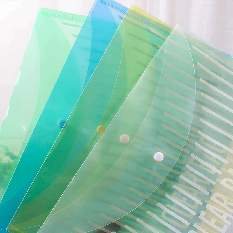 A4 Simple Transparent Document File Bags With Buckle Plastic Thickened Office School Waterproof File Storage Supplies