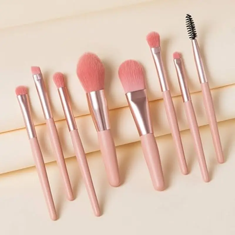 Ensemble de mini pinceaux de maquillage pour femme, fond de teint, fard à joues, surligneur, fard à barrage, doux, moelleux, correcteur, mélange Kabuki, outil de beauté, 8 pièces