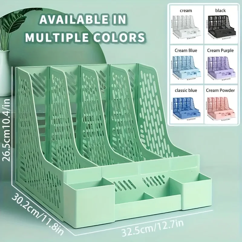 

1pc Desktop File Organizer with 4 Compartments, Detachable Space-Saving Office Supplies and Document Storage Box