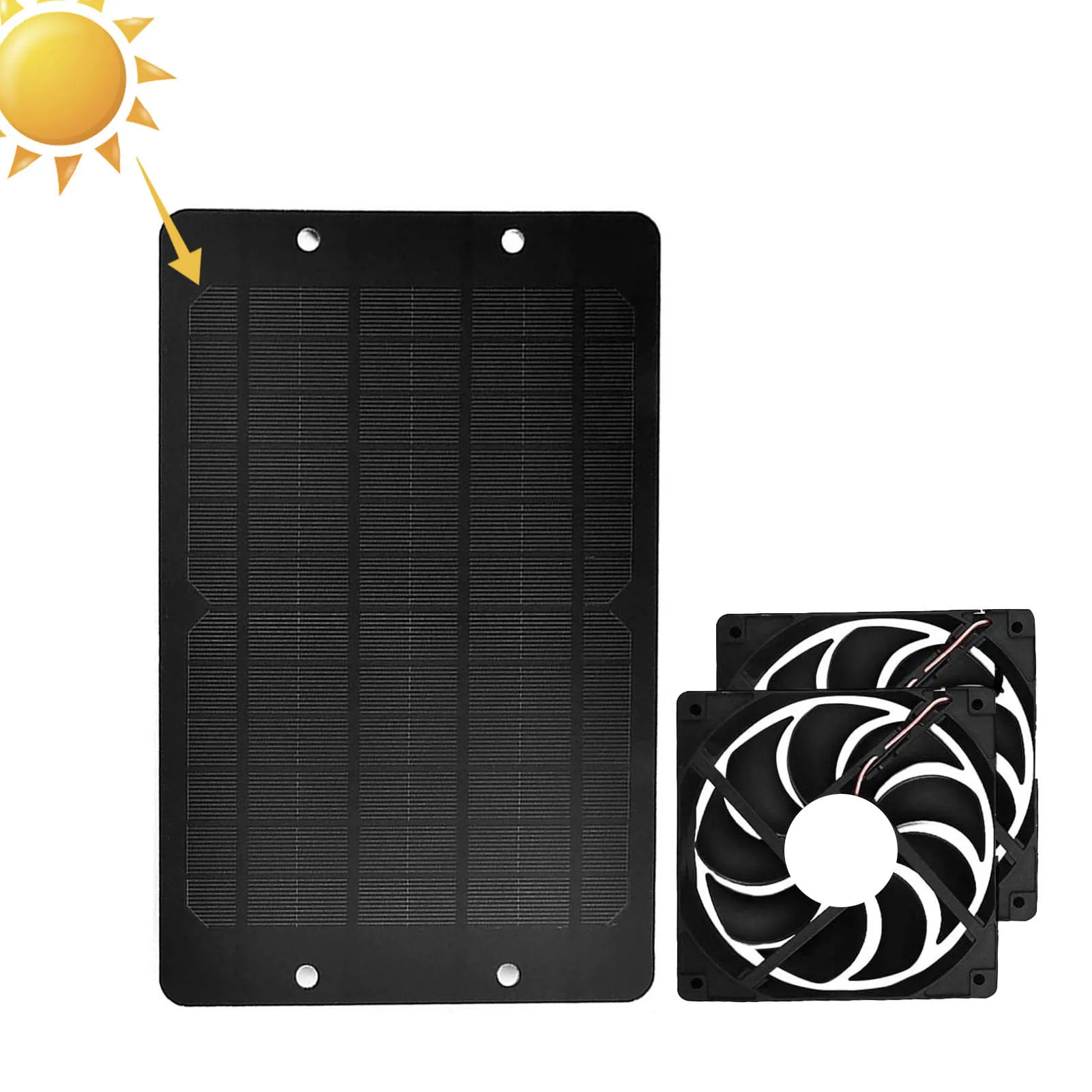 10W Solar Panel Kit 10W 12V Solar Panel Kit Portable Dual Fan Solar Powered Exhaust Dual Fan for Doghouses Sheds Small Chicken